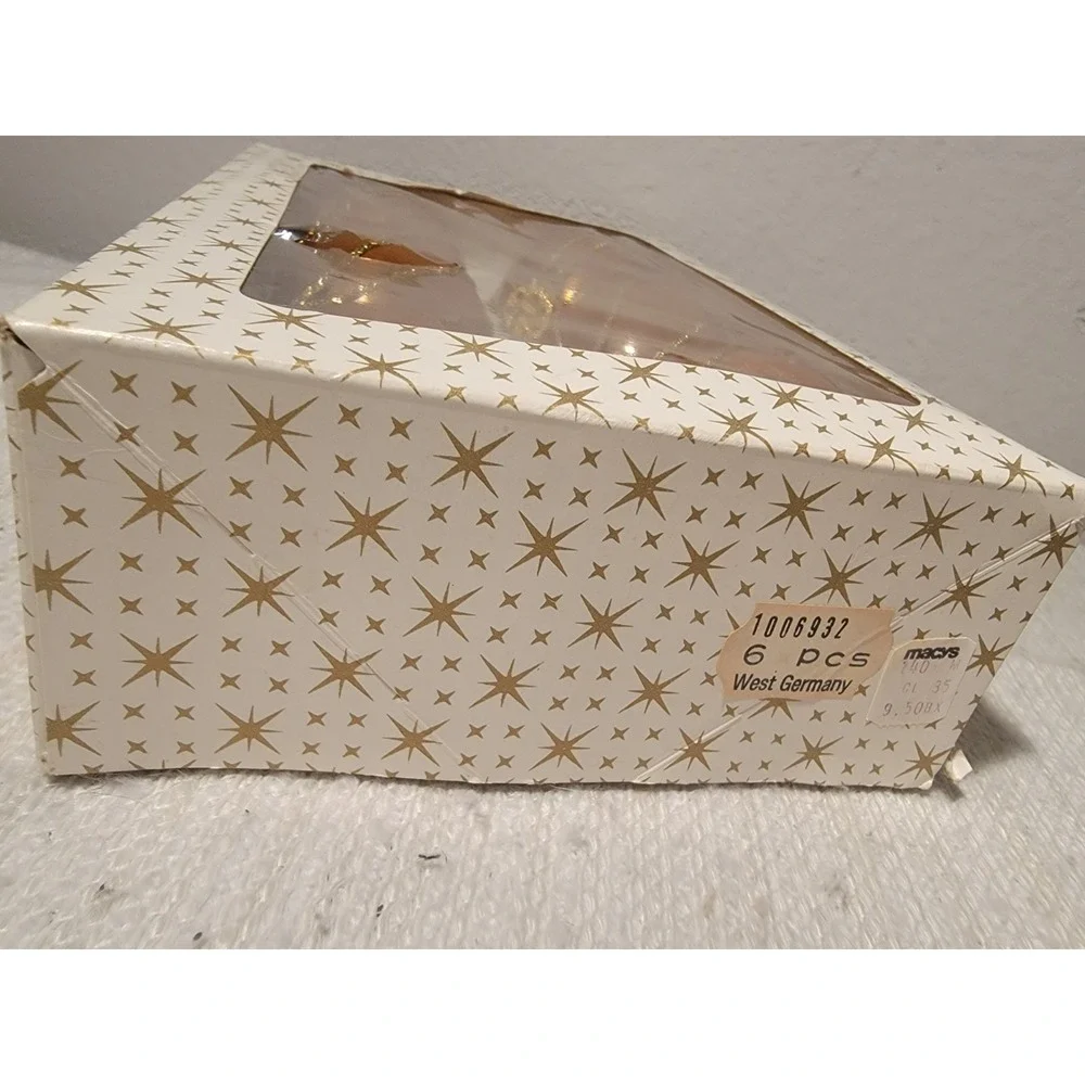 6 Vtg Christmas Gold &‎ Glitter Glass Ornament 2.5